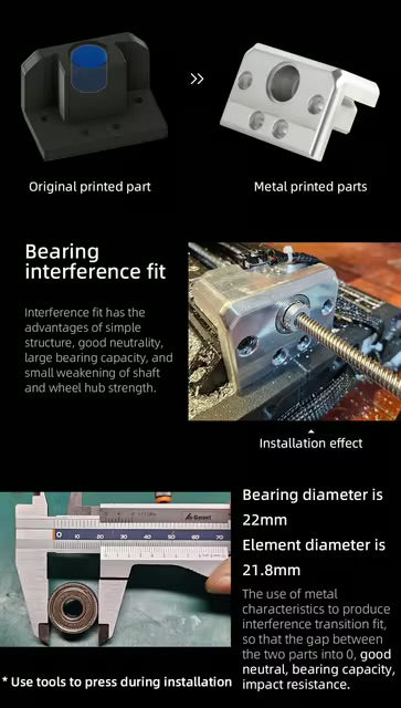 Mellow DIY Millennium Machines Milo v1.5 Metal Parts ,The bearing Needs To Be Pressed Into The Bearing Hole For a Tight