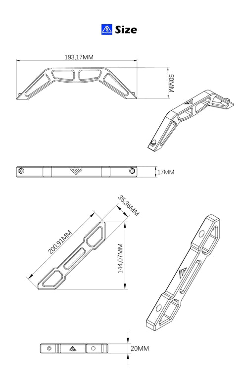 Mellow CNC Aluminum VzBot Handle and Support Kit for all VzBot printers